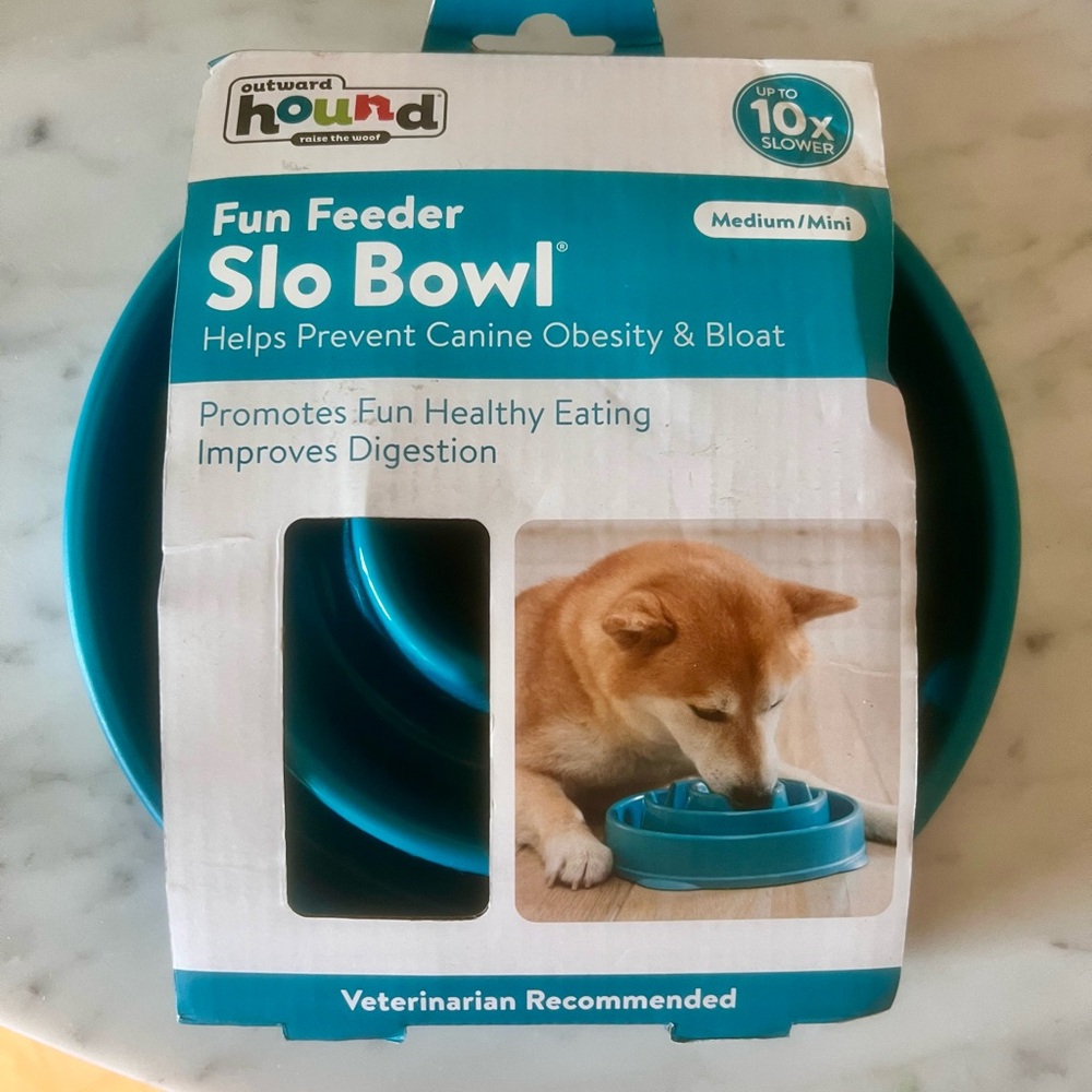 Outward Hound Teal Fun Feeder Dog Bowl